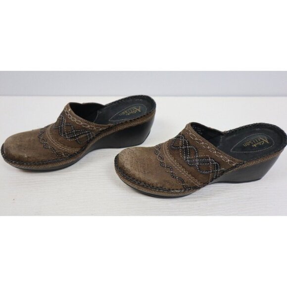 Clarks Brown Mules Distressed Leather Size 8. - Picture 2 of 5